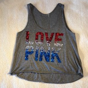 Pink Embroidered Muscle Tank Women